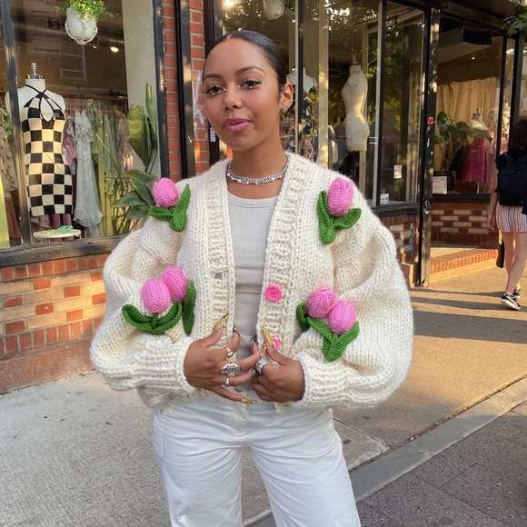 Society Mano Tulip Wool Blended Warm Cardigan Size M - Picture 1 of 11